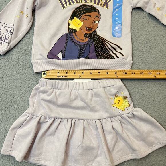 Disney Outfit Set Girls 4T Purple Wish Dreamer 2 Piece Skort & Sweatshirt NEW - Picture 7 of 11